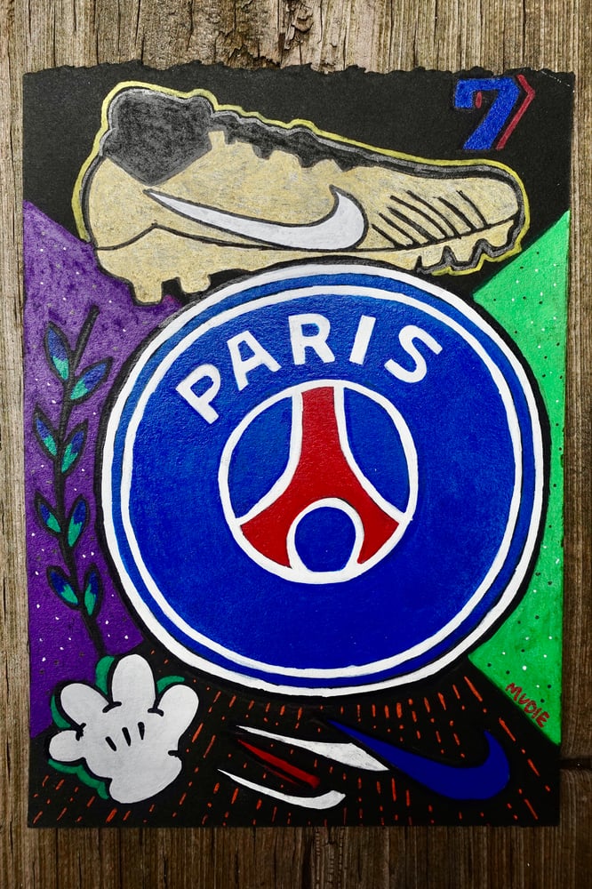 Image de " Paris " - Oeuvre originale - Acrylique sur carton noir 5,5 x 8''