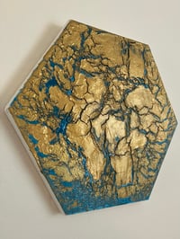 Image 3 of Golden Ocean Crackle Painting