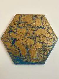 Image 1 of Golden Ocean Crackle Painting