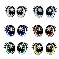 Image 1 of 6 Pairs of Glitter Snowflake Felt Eyes, With Eyelashes For Amigurumi
