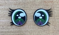 6 Pairs of Green Sea Monster Felt Eyes with Eyelashes For Amigurumi