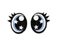6 Pairs of Micro Blue Glitter Felt Eyes, With Eyelashes For Amigurumi