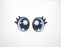 6 Pairs of Light Blue Flower Oval Felt Eyes with Eyelashes For Amigurumi