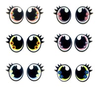 Image 1 of 6 Pairs of Flower Felt Eyes with Eyelashes For Amigurumi