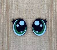 6 Pairs of Green Glitter Felt Eyes with Eyelashes For Amigurumi