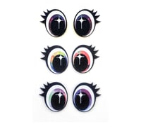 Image 1 of 3 Pairs of Cosmic Glitter Felt Eyes with Eyelashes For Amigurumi