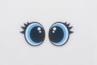 6 Pairs of Oval Blue Felt Eyes with Eyelashes For Amigurumi
