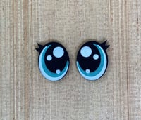 6 Pairs of Teal Glitter  Felt Eyes with Eyelashes For Amigurumi