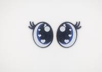 6 Pairs of Blue Heart Oval Felt Eyes with Eyelashes For Amigurumi
