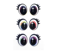 Image 1 of 6 Pairs of Cosmic Glitter Felt Eyes with Eyelashes For Amigurumi