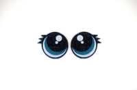 6 Pairs of Teal Glitter Round Felt Eyes with Eyelashes For Amigurumi