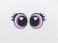 6 Pairs of Pink Felt Eyes with Eyelashes For Amigurumi