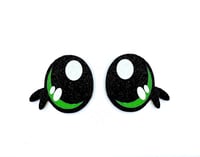 6 Pairs of Green Glitter Kawaii Felt Eyes