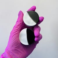 Image 1 of 8-50MM Plugs - Epoxy Resin - Handmade Plugs for Stretched Ears - Black and White - Monochrome Split 
