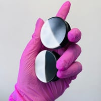 Image 2 of 8-50MM Plugs - Epoxy Resin - Handmade Plugs for Stretched Ears - Black and White - Monochrome Split 