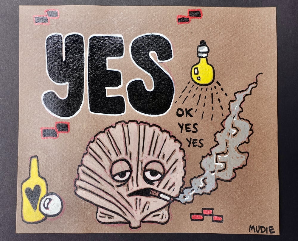 Image de " Ok yes yes " Oeuvre originale - Acrylique sur carton texturé. 6 x 5''