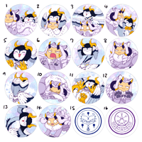 Image 3 of Chibi Demon!AU Bucciarati Abbacchio stickers and buttons