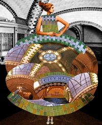 Plate No. 589: City Hall (originally for the New York City Transit Authority "Subway Muses" poster))