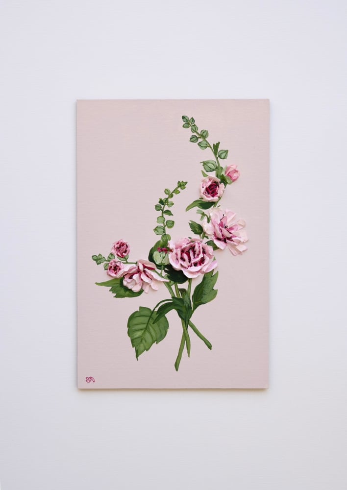 Image of Hollyhocks On Pink
