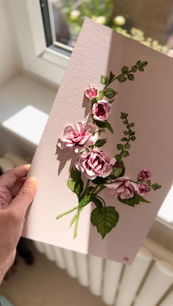 Image of Hollyhocks On Pink