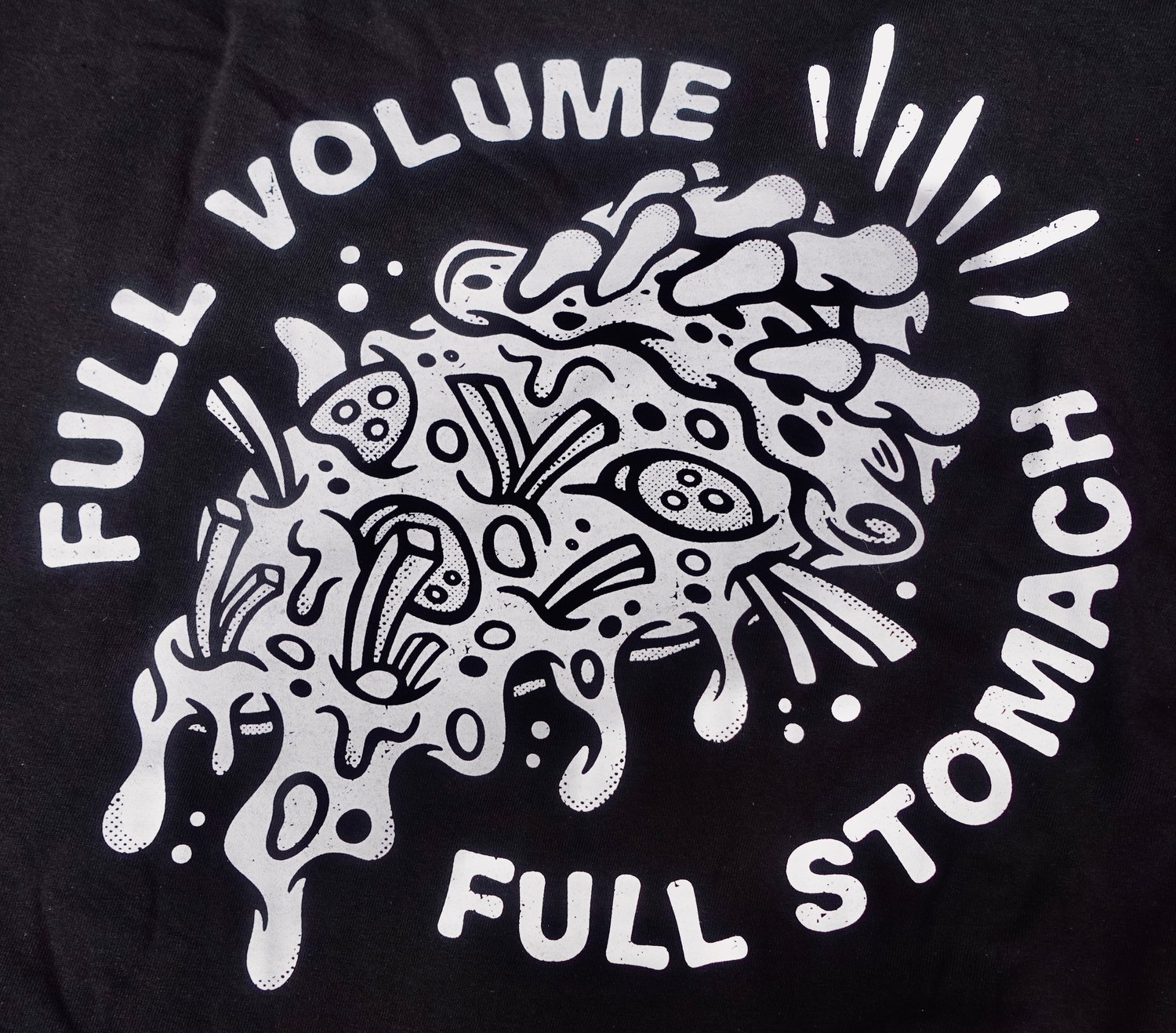 Image of Pouzza x Broke N Stoked " Full Volume // Full Stomach " T-shirt