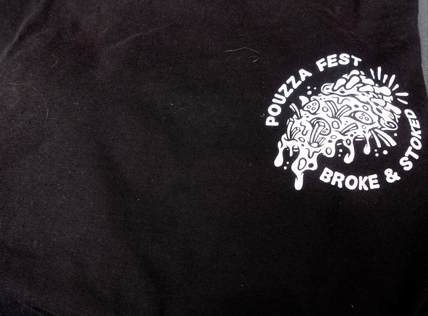 Image of Pouzza x Broke N Stoked " Full Volume // Full Stomach " T-shirt