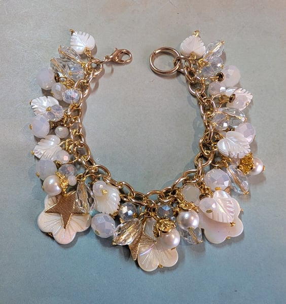 Image of BRACELETS! ~ Pearlescent Shells & Golden Stars Bauble Bracelet 