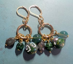 Image of MERMAID BRACELETS! ~ Auburn Haired Sirena with Tribal Green Beads Bauble Bracelet 