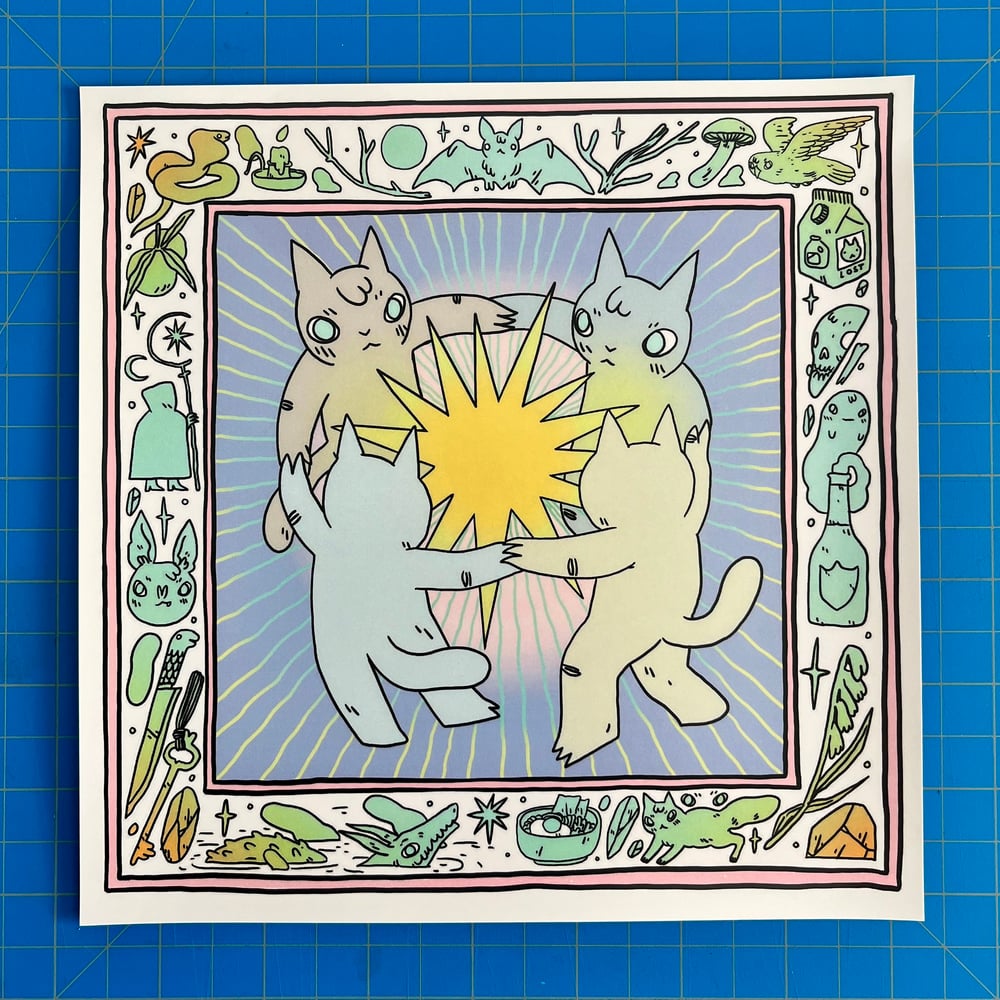 Image of Cats Dancing Around Star Mini-Poster