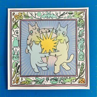 Image 1 of Cats Dancing Around Star Mini-Poster