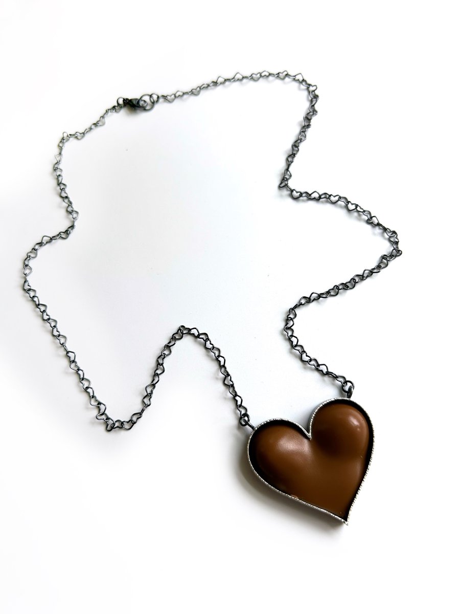 Image of Bust Heart Necklace - Chocolate