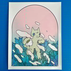 Image of Cat with Little House Poster