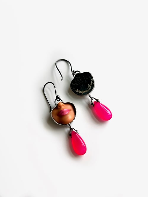 Image of Pink Smile Earrings with Hot Pink Chalcedony