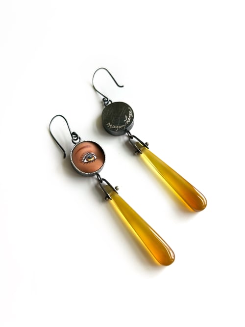 Image of Eye Earrings with Golden Yellow Chalcedony