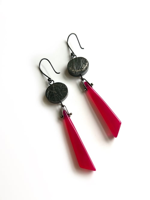Image of Eye Earrings with Hot Pink Chalcedony