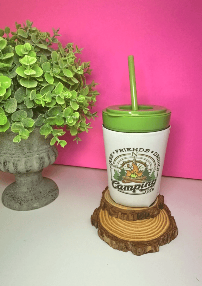 Image of 'Fires, Friends & Drinks' Can Coozie