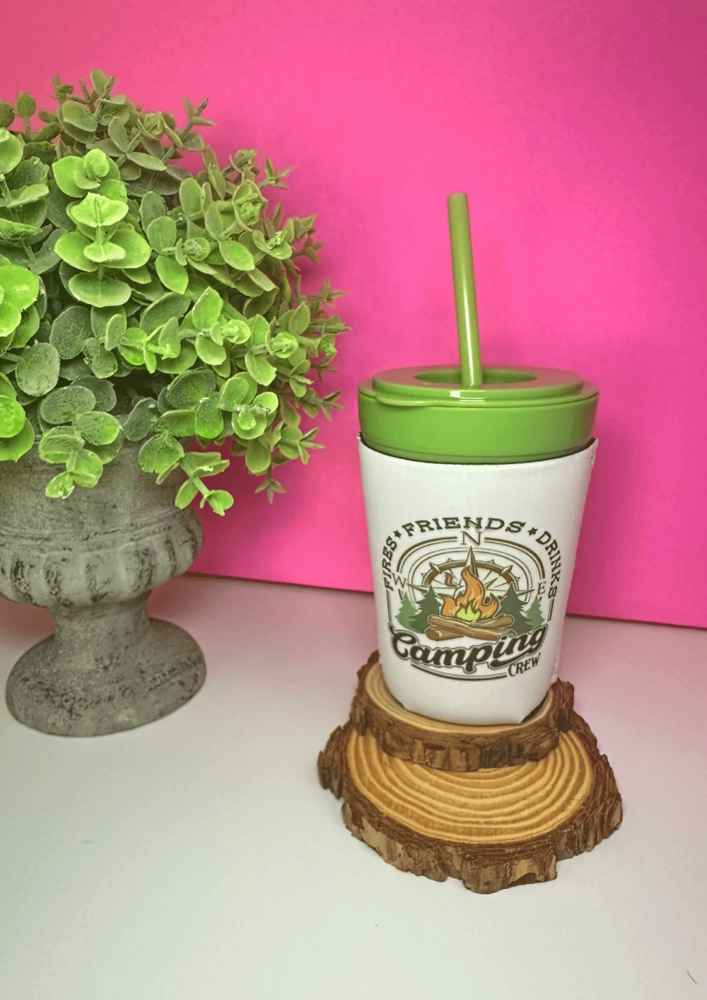 Image of 'Fires, Friends & Drinks' Can Coozie