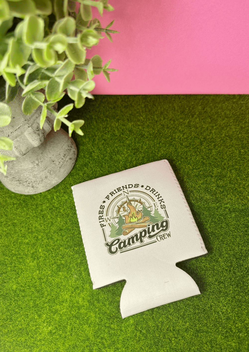 Image of 'Fires, Friends & Drinks' Can Coozie