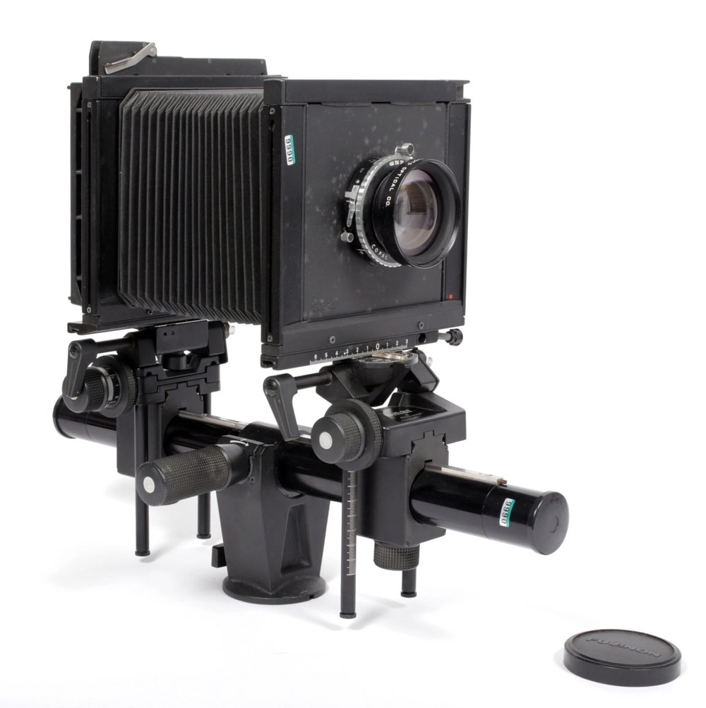 Image of Sinar F1 4X5 Camera with Fuji W 210mm F5.6 MC lens + holders +film +FRESNEL #0666