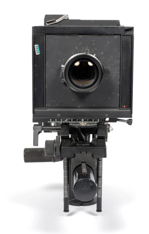 Image of Sinar F1 4X5 Camera with Fuji W 210mm F5.6 MC lens + holders +film +FRESNEL #0666
