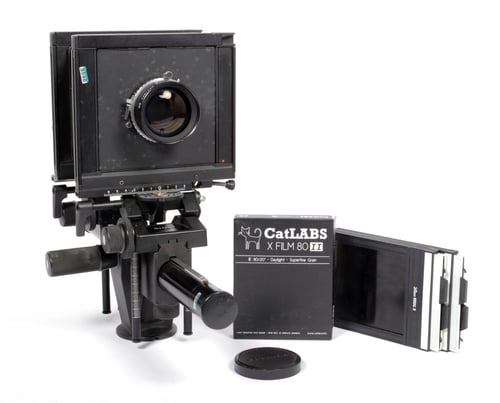 Image of Sinar F1 4X5 Camera with Fuji W 210mm F5.6 MC lens + holders +film +FRESNEL #0666