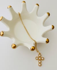 Image 1 of  Petite Pearl Cross Necklace and Crown Jewelry Tray👑