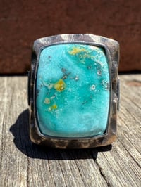 Image 2 of WL&A Rustic Bronze & Sterling Arrowhead Signet - High Grade Sonoran Turquoise - Size 13 #1