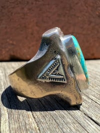 Image 2 of WL&A Rustic Bronze & Sterling Arrowhead Signet - High Grade Sonoran Turquoise - Size 13 #2