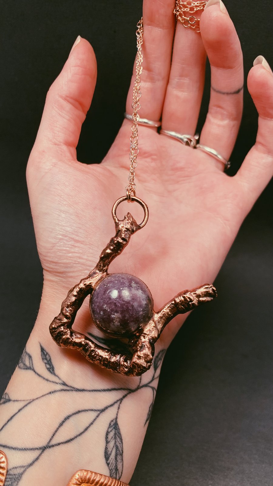 Image of Lepidolite Sphere & Tree Root