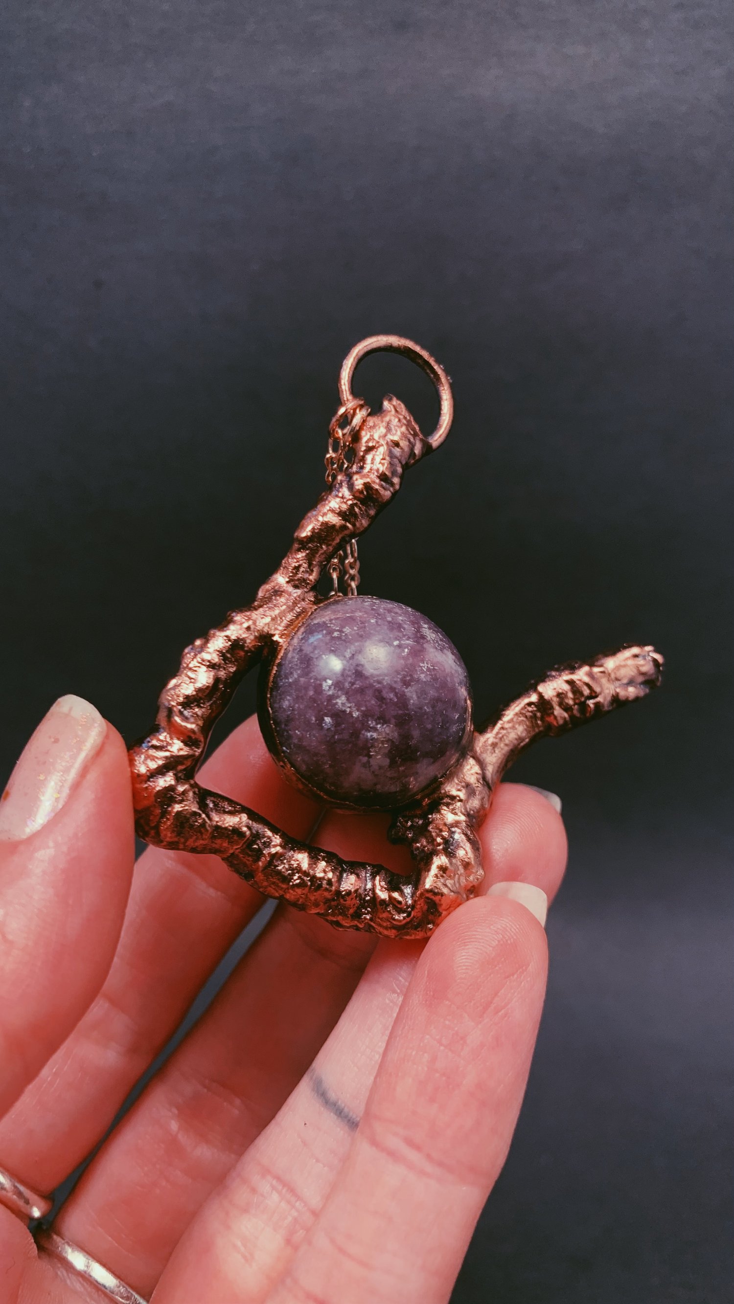 Image of Lepidolite Sphere & Tree Root