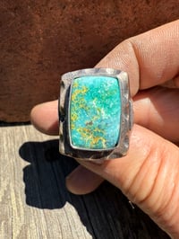 Image 5 of WL&A Rustic Bronze & Sterling Arrowhead Signet - High Grade Sonoran Turquoise - Size 12 #1