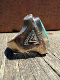 Image 2 of WL&A Rustic Bronze & Sterling Arrowhead Signet - High Grade Sonoran Turquoise - Size 12 #1