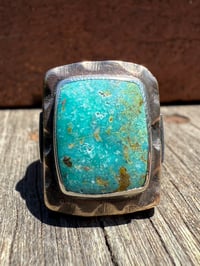 Image 2 of WL&A Rustic Bronze & Sterling Arrowhead Signet - High Grade Sonoran Turquoise - Size 12 #2