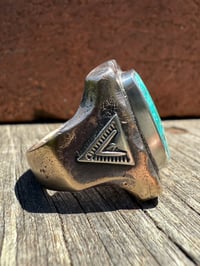 Image 3 of WL&A Rustic Bronze & Sterling Arrowhead Signet - High Grade Sonoran Turquoise - Size 12 #2